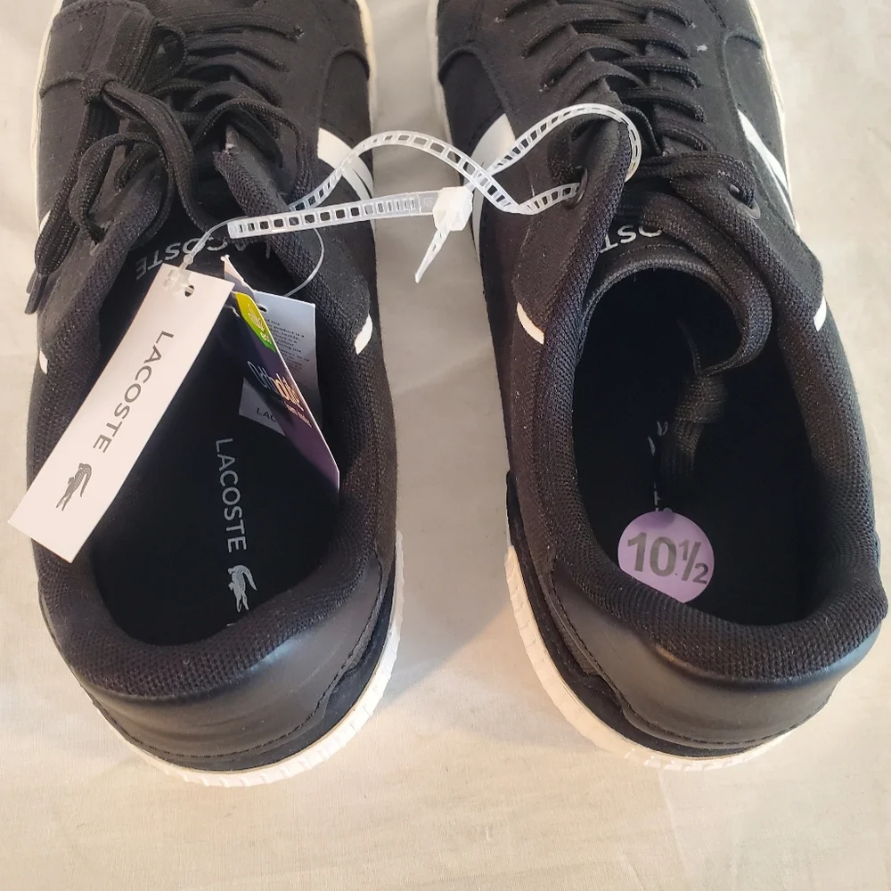 Lacoste Ortholite Men's Size 10.5 Black Canvas Suede Casual Shoes New with Tags - Picture 5 of 6